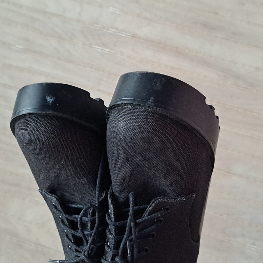 DIVIDED H&M Black Chunky Y2K Platform Lace-Up Edgy Trendy Bold Heel Shoes - Picture 7 of 13